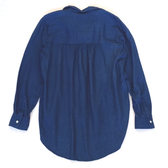 LOFT Deep Royal Blue Rayon Button-Up Long Sleeve Shirt SP - Picture 7 of 11